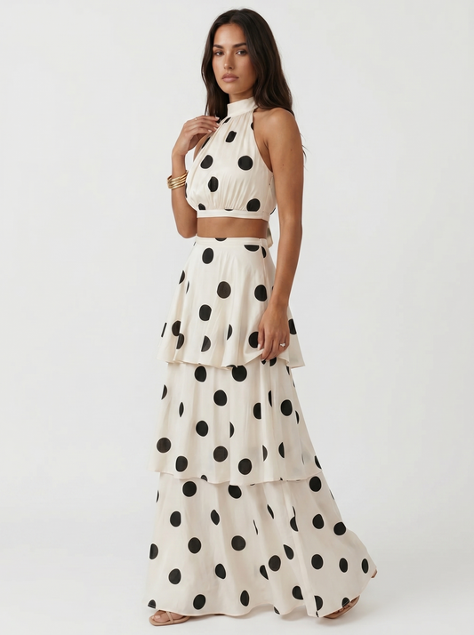Babylon | Conjunto top y falda larga de lunares