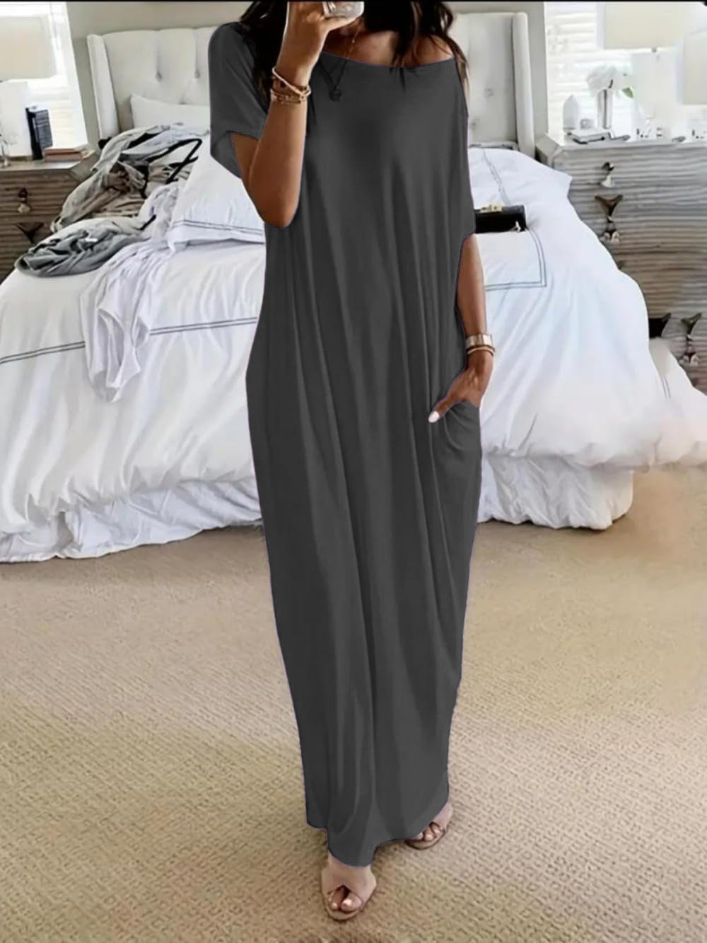 Oversized Asymmetric Off-Shoulder Casual Dress