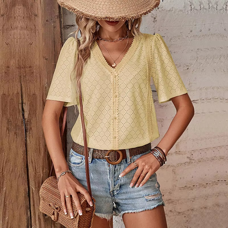 Babylon | Blusa de manga corta con escote en V