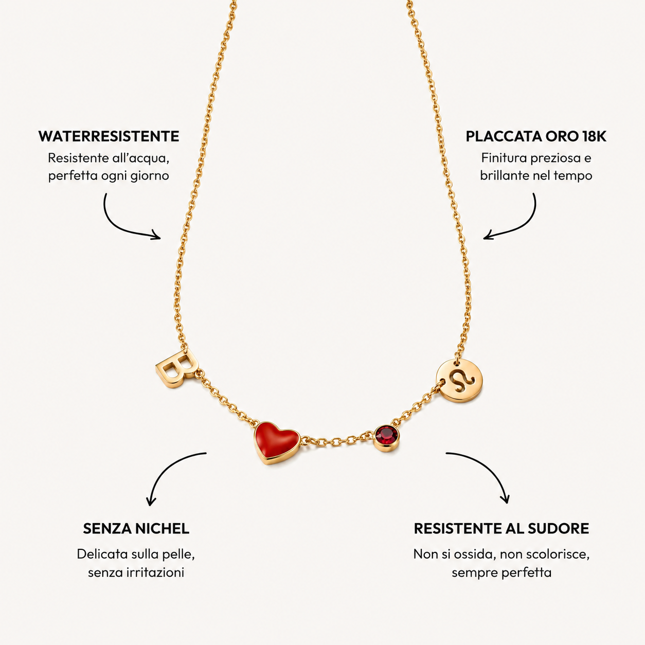 Babylon | Collar con inicial con forma corazón