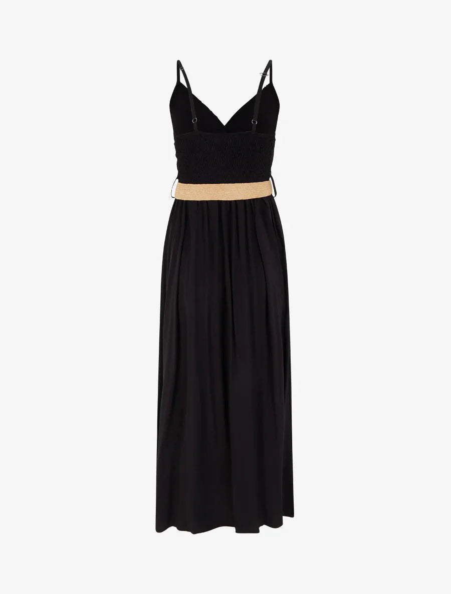 Babylon | Vestido largo liso con pecho de encaje