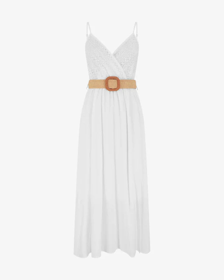 Babylon | Vestido largo liso con pecho de encaje