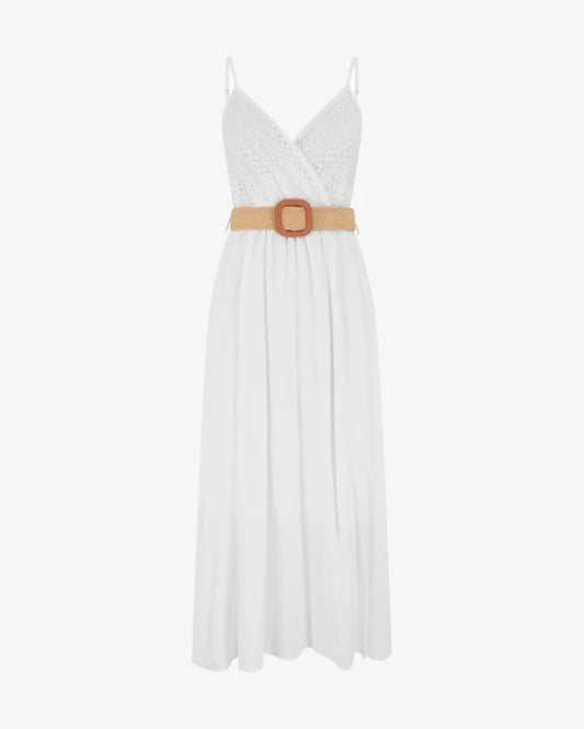 Babylon | Vestido largo liso con pecho de encaje