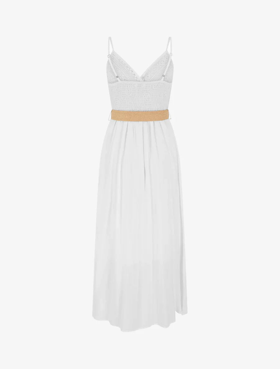 Babylon | Vestido largo liso con pecho de encaje