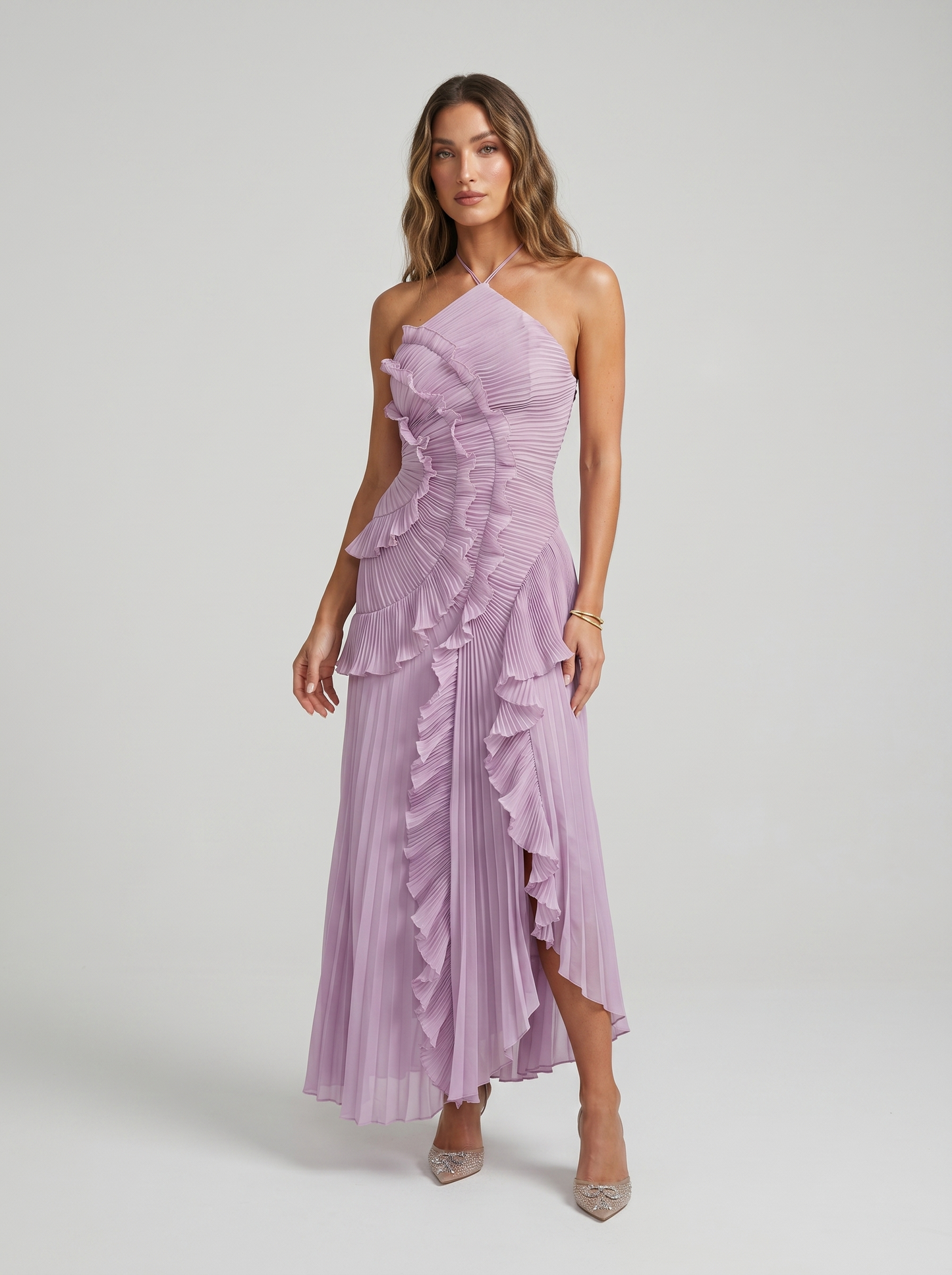 Babylon | Vestido largo plisado con volantes