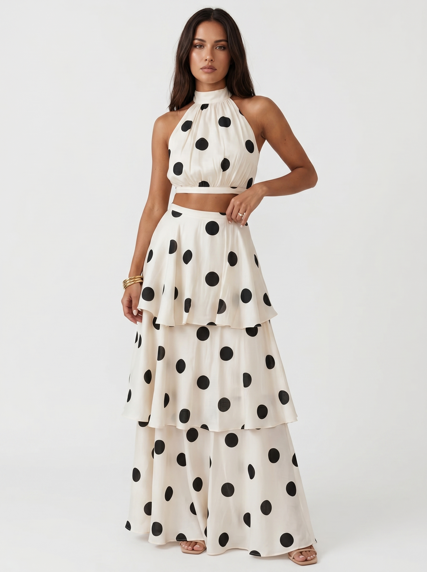 Babylon | Conjunto top y falda larga de lunares