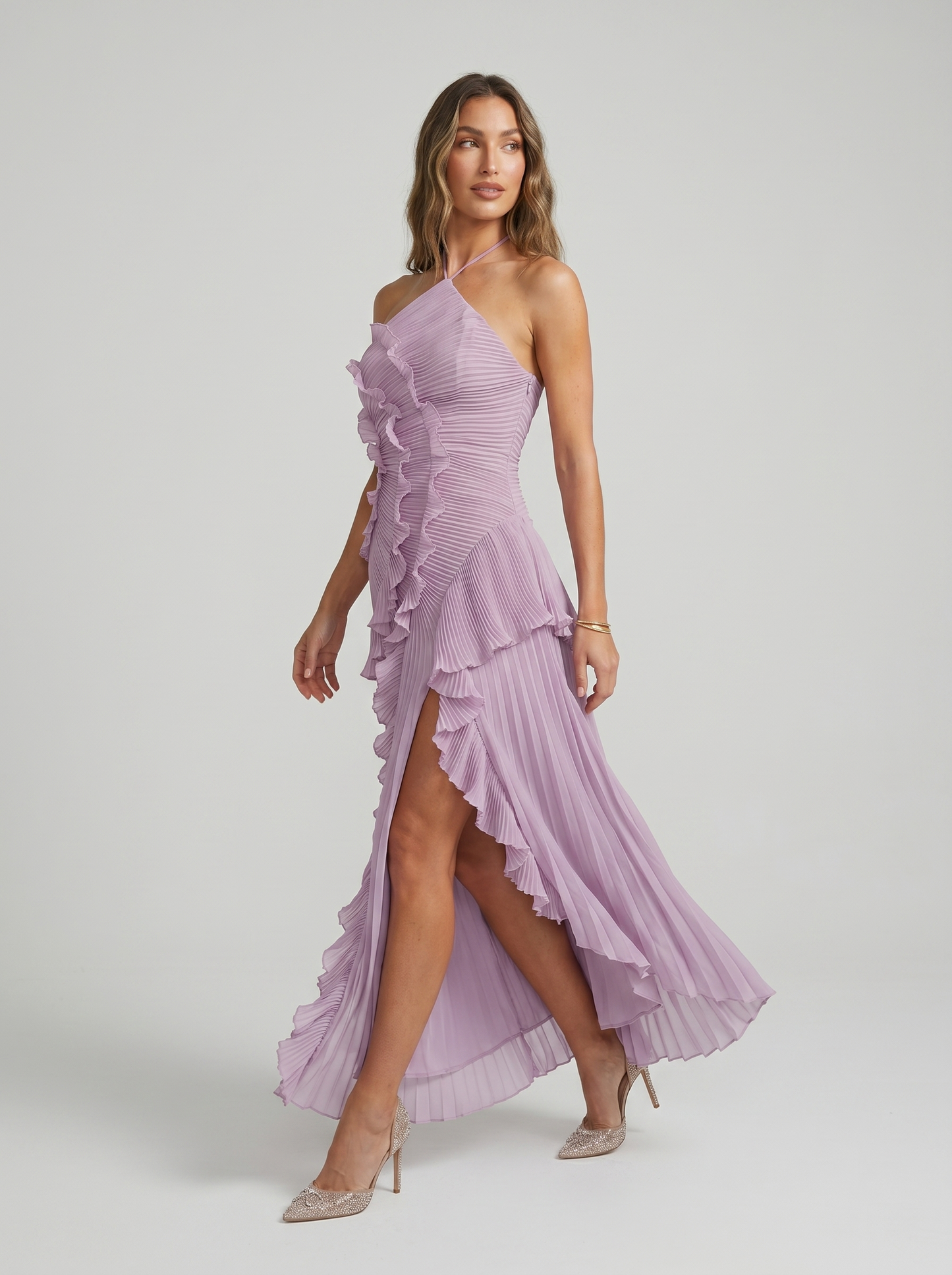 Babylon | Vestido largo plisado con volantes