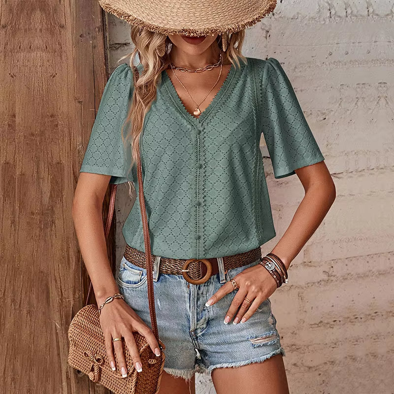 Babylon | Blusa de manga corta con escote en V